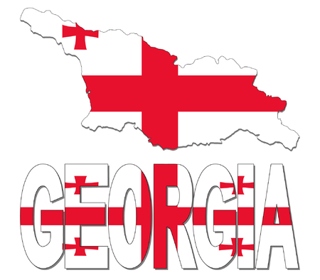 Georgia map flag and text vector illustrationのイラスト素材