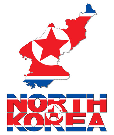 North Korea map flag and text vector illustrationのイラスト素材