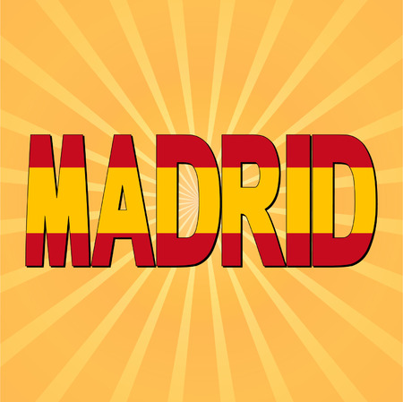 Madrid flag text with sunburst vector illustrationのイラスト素材