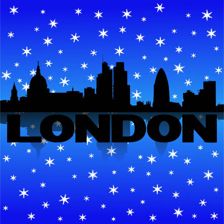 London skyline reflected with snow vector illustrationのイラスト素材