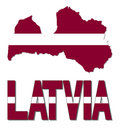 Latvia map flag and text illustrationのイラスト素材
