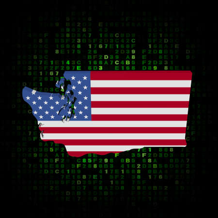 Washington state map flag on hex code illustrationの写真素材