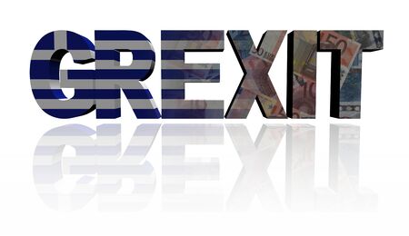 Grexit text with Greek flag and Euros illustrationの写真素材