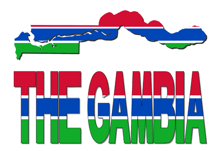 The Gambia map flag and text illustrationの写真素材