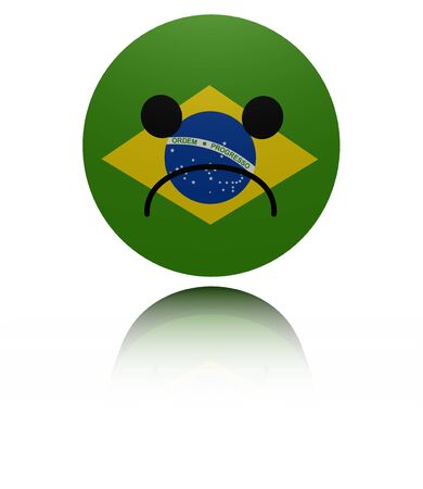 Brazil flag sad icon with reflection illustrationの写真素材