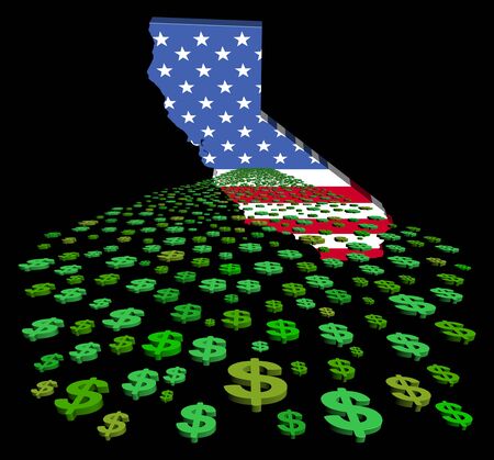 California map flag with abstract dollars illustrationの写真素材