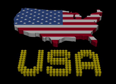 USA barrel text with map flag illustrationの写真素材