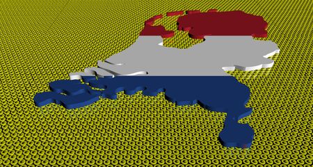 Netherlands map flag on golden euros coins illustrationの写真素材
