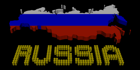 Russia barrel text with map flag illustrationの写真素材