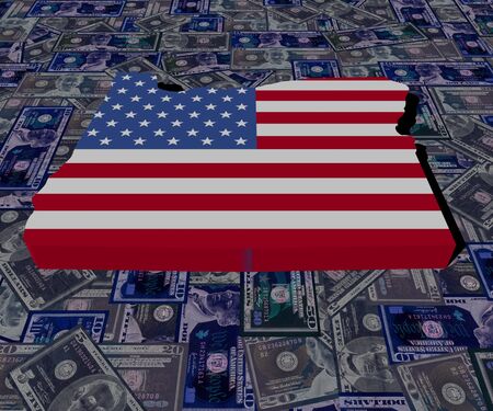 Oregon map flag on dollars illustrationの写真素材