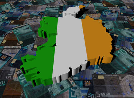 Ireland Map flag on Euros illustrationの写真素材