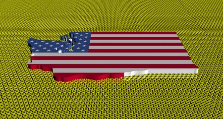 Washington map flag on golden dollars coins illustrationの写真素材