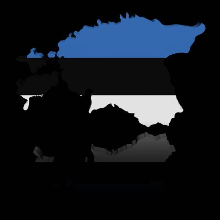 Estonia map flag with reflection illustrationの写真素材