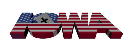 Iowa caucus flag text with vote illustrationの写真素材