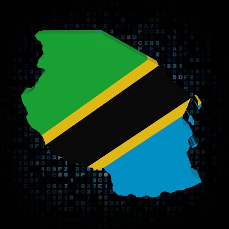 Tanzania map flag on hex code illustrationの写真素材