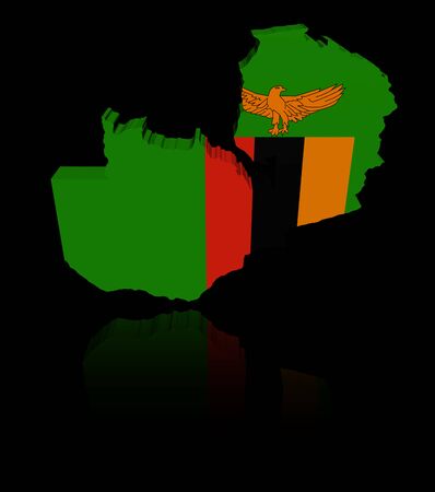 Zambia map flag with reflection illustrationの写真素材