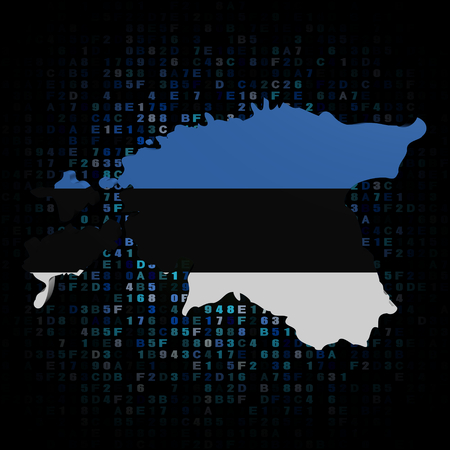 Estonia map flag on hex code illustrationの写真素材
