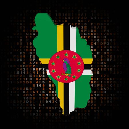 Dominica map flag on hex code illustrationの写真素材