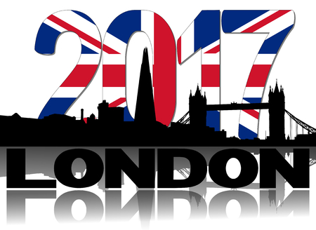 London skyline 2017 flag text illustrationの写真素材