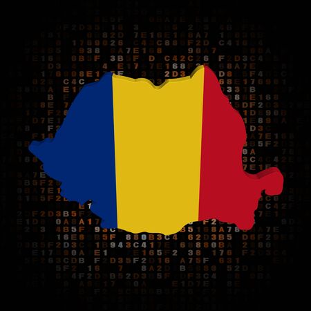 Romania map flag on hex code illustrationの写真素材