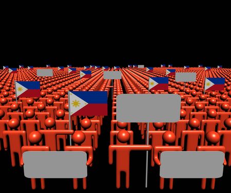 Crowd of people with signs and Philippines flags illustrationの写真素材