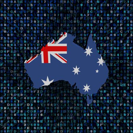 Australia map flag on hex code illustrationの写真素材