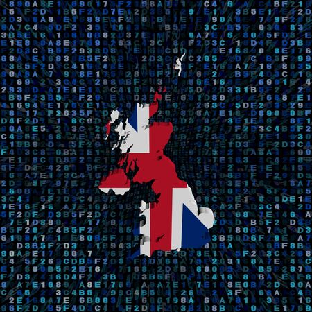 UK map flag on hex code illustrationの写真素材