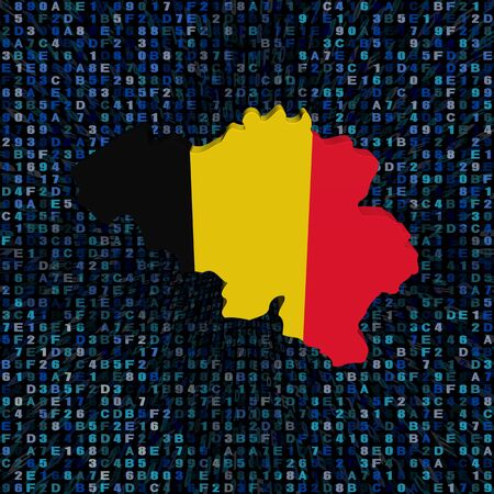 Belgium map flag on hex code illustrationの写真素材