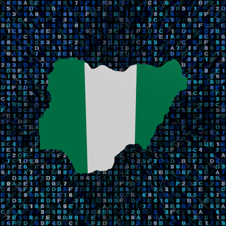 Nigeria map flag on hex code illustrationの写真素材