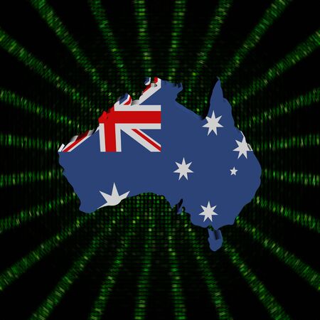 Australia map flag on green hex code burst illustrationの写真素材