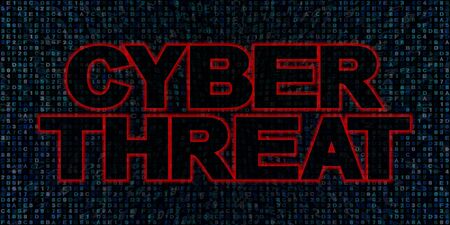 Cyber threat text on hex code illustrationの写真素材