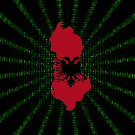 Albania map flag on green hex code burst illustrationの写真素材