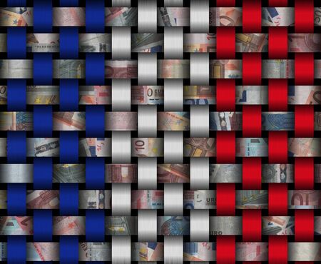 Interwoven French flag and currency illustrationの写真素材