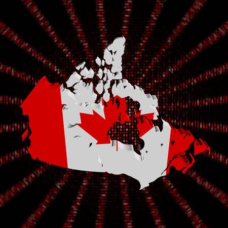Canada map flag on red hex code burst illustrationの写真素材