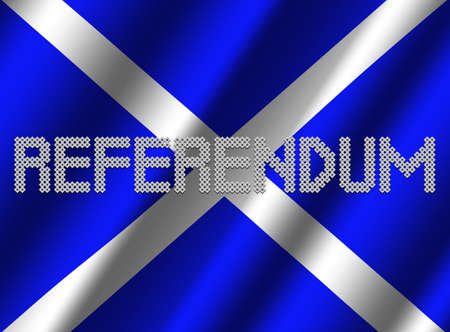 Referendum text of votes on rippled Scottish flag illustrationの写真素材