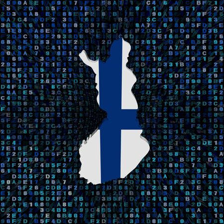 Finland map flag on hex code illustrationの写真素材