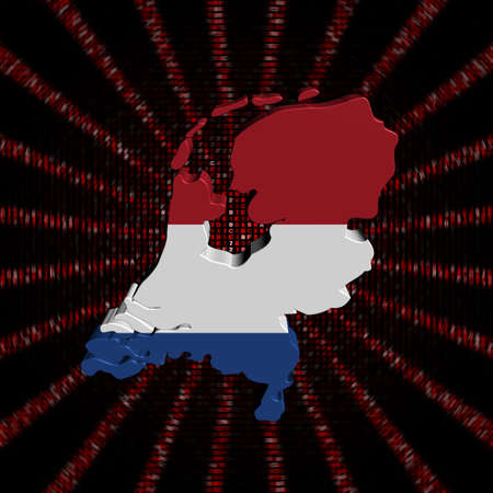 Netherlands map flag on red hex code burst illustrationの写真素材