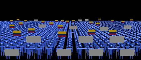 Crowd of people with signs and Colombian flags illustrationの写真素材