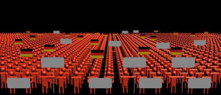 Crowd of people with signs and German flags illustrationの写真素材