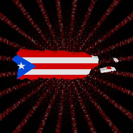 Puerto Rico map flag on red hex code burst illustrationの写真素材