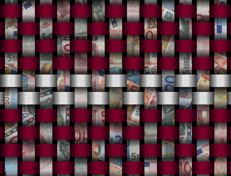 Interwoven Latvian flag and currency illustrationの写真素材