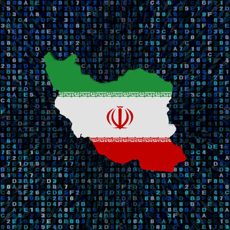Iran map flag on hex code illustrationの写真素材