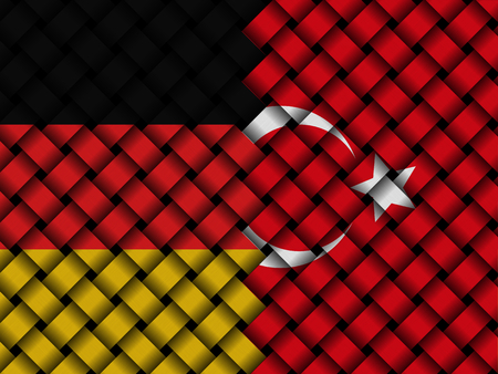 Turkey Germany interwoven flags illustrationの写真素材