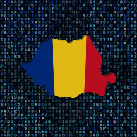 Romania map flag on hex code illustrationの写真素材