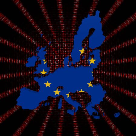 EU map flag on red hex code burst illustrationの写真素材