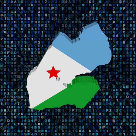 Dijibouti map flag on hex code illustrationの写真素材