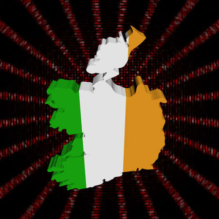 Ireland map flag on red hex code burst illustrationの写真素材