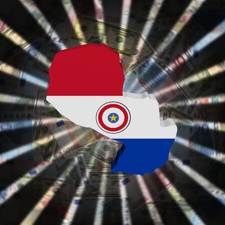 Paraguay map flag on currency burst illustrationの写真素材