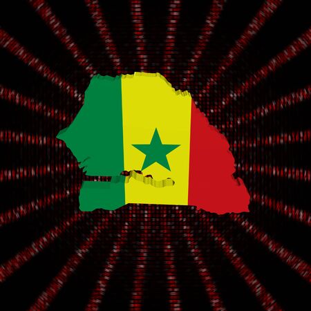Senegal map flag on red hex code burst illustrationの写真素材