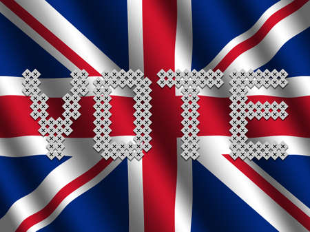 Vote text of votes on rippled British flag illustration